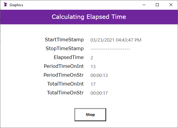 Elapsed Time Application — ADISRA SmartView screen