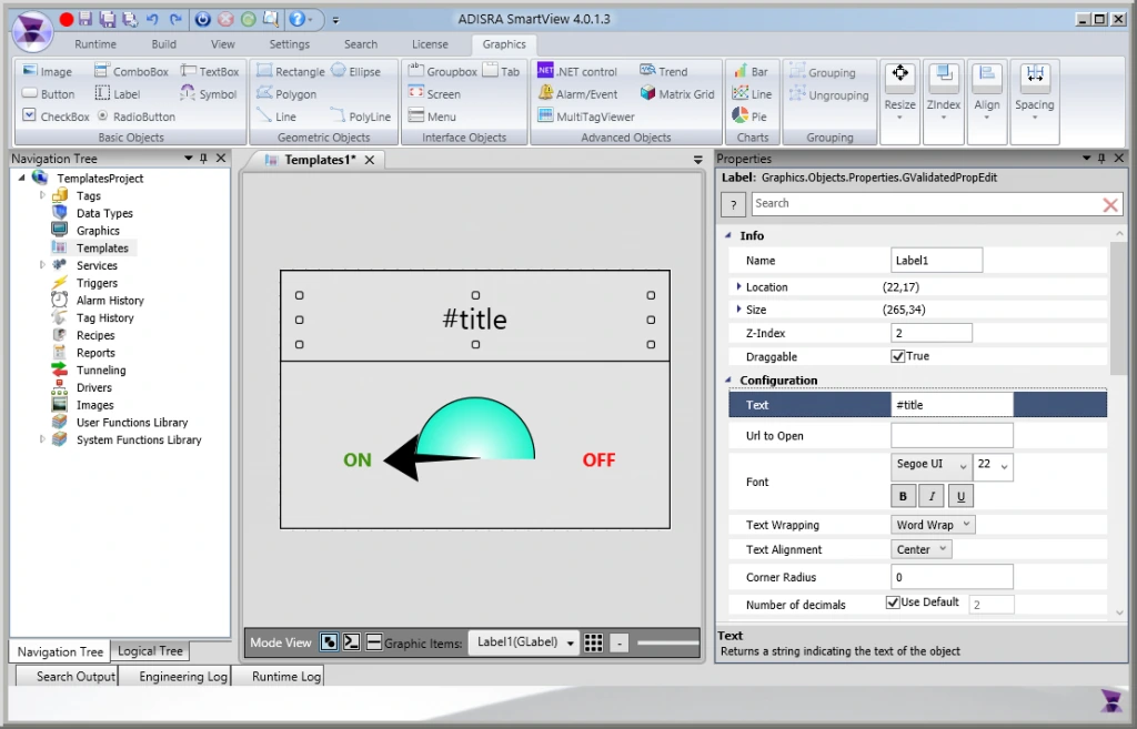 Adding the #title to the Text property of the label.